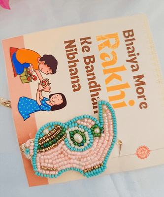 Handcrafted Beaded Elephant Motif Rakhi - Lemon Mix